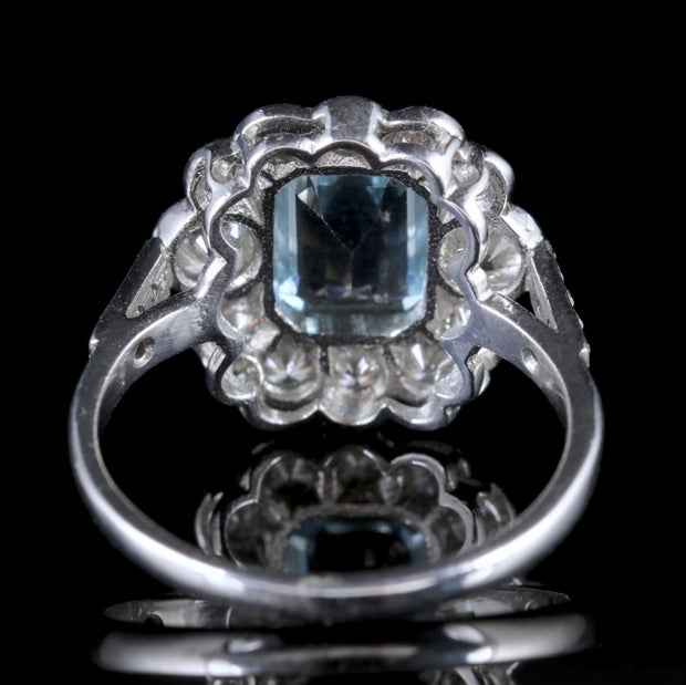 Aquamarine Diamond Ring 18Ct White Gold 2Ct Aqua