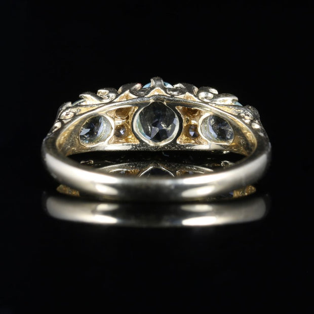 Aquamarine Diamond Ring 9Ct Yellow Gold