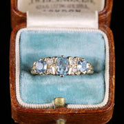 Aquamarine Diamond Ring 9Ct Yellow Gold
