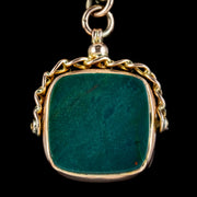 Art Deco Albert Chain Necklace 9ct Gold Rotating Agate Fob Dated 1921