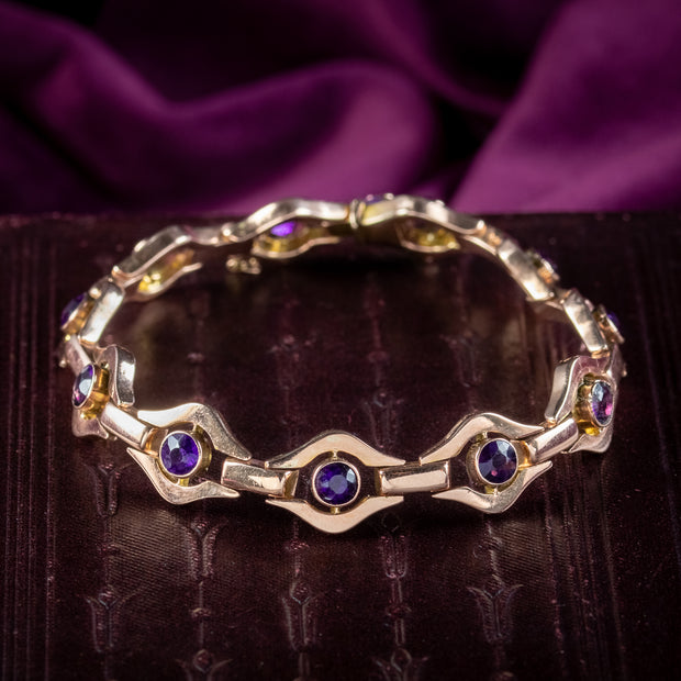 Art Deco Amethyst Bracelet 9ct Rose Gold 5.5ct Total