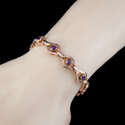 Art Deco Amethyst Bracelet 9ct Rose Gold 5.5ct Total