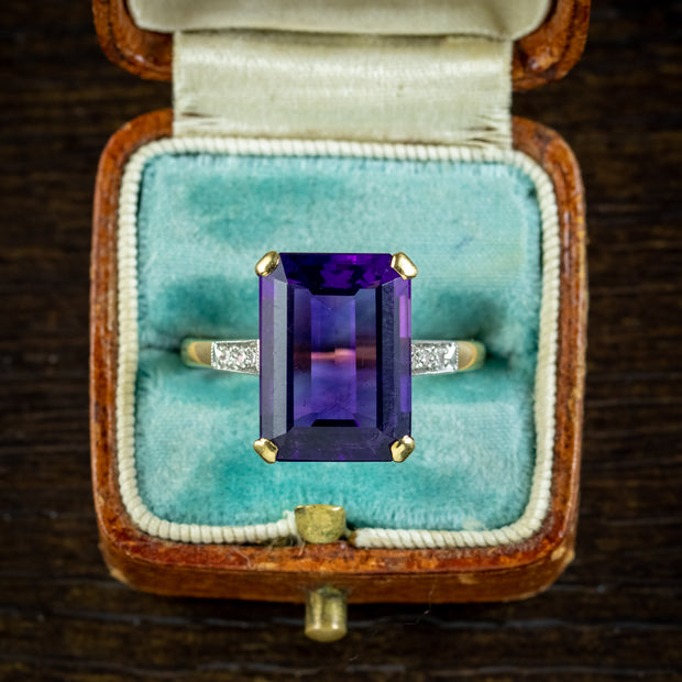 Art Deco Amethyst Diamond Ring 7ct Amethyst Circa 1930