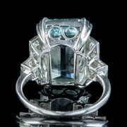 Art Deco Aquamarine Diamond Cocktail Ring 12.8ct Aqua