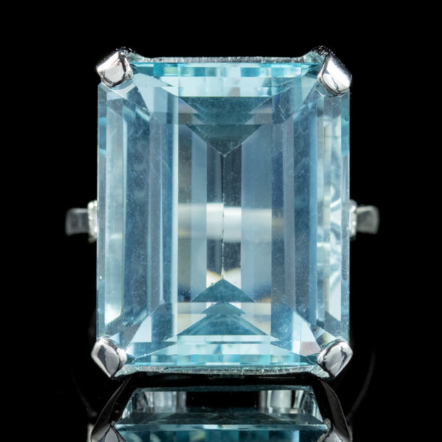 Art Deco Aquamarine Diamond Cocktail Ring 23.5ct Aqua Circa 1920