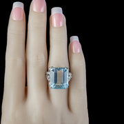 Art Deco Aquamarine Diamond Cocktail Ring 26ct Aqua