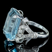 Art Deco Aquamarine Diamond Cocktail Ring 26ct Aqua