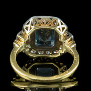Art Deco Aquamarine Diamond Cluster Ring 2ct Aqua 
