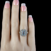 Art Deco Aquamarine Diamond Cluster Ring 2ct Aqua 