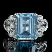 Art Deco Aquamarine Diamond Ring 5ct Aqua Circa 1920