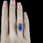 Art Deco Black Opal Diamond Navette Ring 4ct Opal 