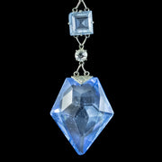 Art Deco Blue Glass Lavaliere Necklace 