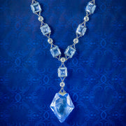 Art Deco Blue Glass Lavaliere Necklace 