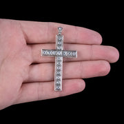 Art Deco Diamond Cross Pendant 15ct Gold 2ct Diamond