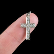 Art Deco Diamond Cross Pendant 18ct Gold 