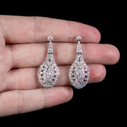 Art Deco Diamond Drop Earrings 18ct White Gold 4ct Of Diamond Circa 1920