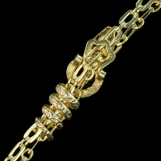 Art Deco Double Chain Silver Gilt With Snake Clip 