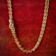 Art Deco Double Chain Silver Gilt With Snake Clip 