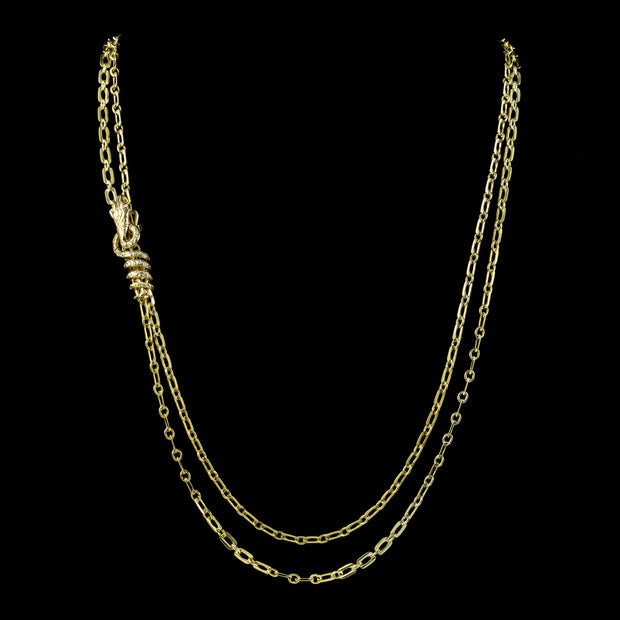 Art Deco Double Chain Silver Gilt With Snake Clip 