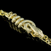 Art Deco Double Chain Silver Gilt With Snake Clip 