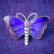 Art Deco Enamel Butterfly Brooch Sterling Silver Dated 1923