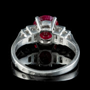 Art Deco French Burmese Ruby Diamond Ring 2.40ct Ruby With Cert