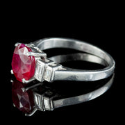 Art Deco French Burmese Ruby Diamond Ring 2.40ct Ruby With Cert