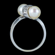 Art Deco French Pearl Diamond Toi Et Moi Ring Circa 1920