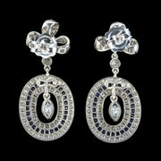 Art Deco French Sapphire Diamond Drop Earrings 3ct Of Diamond With Chaumet Box