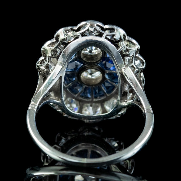 Art Deco French Sapphire Diamond Ring 3.20ct Of Diamond Circa 1920 Boxed 