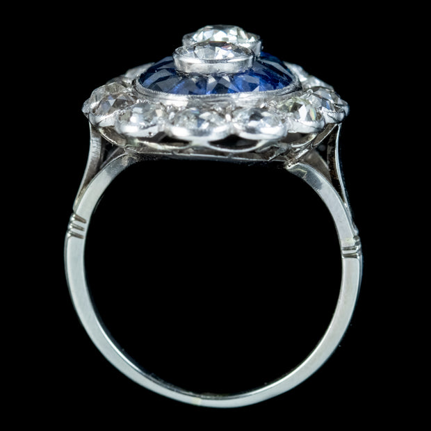 Art Deco French Sapphire Diamond Ring 3.20ct Of Diamond Circa 1920 Boxed 