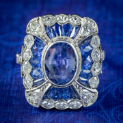 Art Deco French Sapphire Diamond Ring 3ct Of Sapphire Circa 1920