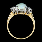 Art Deco Opal Diamond Trilogy Ring 3ct Opal