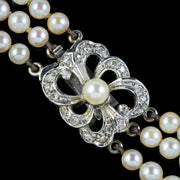 Art Deco Pearl Necklace 9ct Gold Diamond Clasp Circa 1920