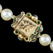Art Deco Pearl Opera Necklace 9ct Gold Pearl Turquoise ClaspB