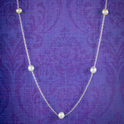 Art Deco Pearl Platinum Chain Necklace Circa 1920