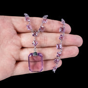 Art Deco Purple Glass Lavaliere Necklace 
