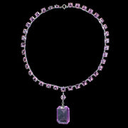 Art Deco Purple Glass Lavaliere Necklace 