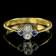 Art Deco Sapphire Diamond Cluster Ring Circa 1920