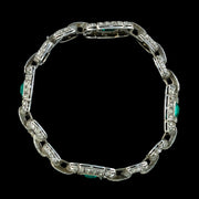 Art Deco Silver Green Paste Bracelet 