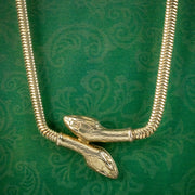 Art Deco Egyptian Revival Snake Chain Necklace Gold Plated Circa 1930 cover