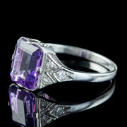 Art Deco Style Amethyst Diamond Ring 2.8ct Amethyst 