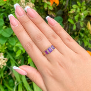 Art Deco Style Amethyst Trilogy Ring 2.2ct Total
