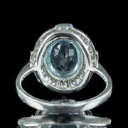 Art Deco Style Aquamarine Diamond Cluster Ring 1.8ct Aqua