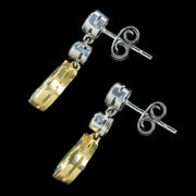 Art Deco Style Aquamarine Diamond Drop Earrings 2.8ct Of Aqua