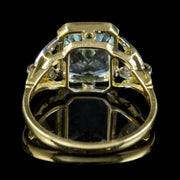 Art Deco Style Aquamarine Diamond Ring 18ct Gold 3ct Aqua