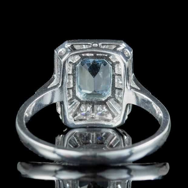 Art Deco Style Aquamarine Diamond Ring 1ct Aqua