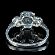 Art Deco Style Aquamarine Diamond Trilogy Ring 2ct Aqua