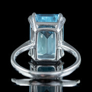 Art Deco Style Blue Topaz Cocktail Ring 6.5ct Topaz