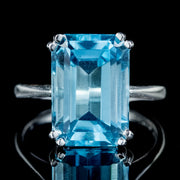 Art Deco Style Blue Topaz Cocktail Ring 6.5ct Topaz